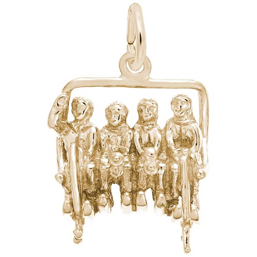 10K Gold Skiing Quad Lift Chair Charm by Rembrandt Charms