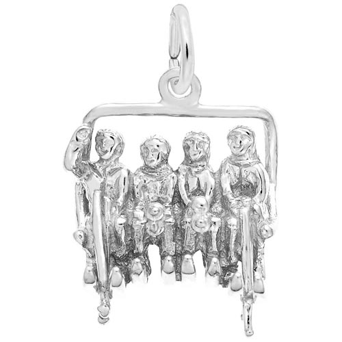 14K White Gold Skiing Quad Lift Chair Charm by Rembrandt Charms