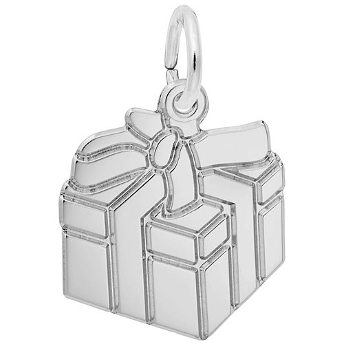 14k White Gold Gift Box Charm by Rembrandt Charms 14k White Gold Gift Box Charm by Rembrandt Charms