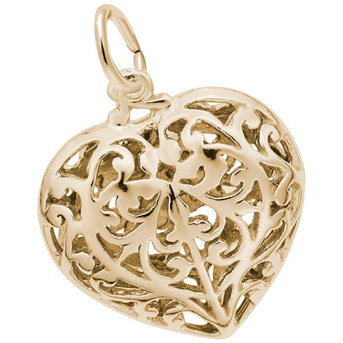 Gold Plated Filigree Heart Charm by Rembrandt Charms