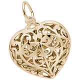 10K Gold Filigree Heart Charm by Rembrandt Charms