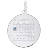 14k White Gold Birthstone Calendar Charm by Rembrandt Charms