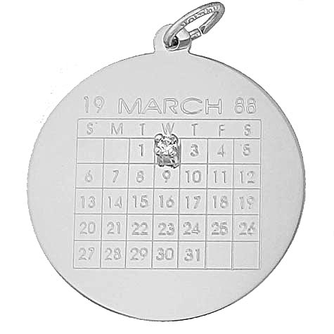14K White Gold Diamond Calendar Charm by Rembrandt Charms 14K White Gold Diamond Calendar Charm by Rembrandt Charms