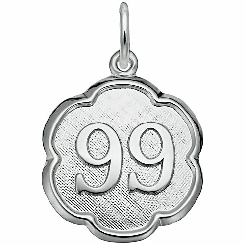 14K White Gold Any Number Disc 1-99 Charm by Rembrandt Charms