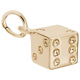 Rembrandt Dice Charm, 10K Yellow Gold