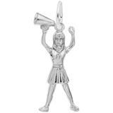 Rembrandt Cheerleader with Megaphone Charm, Sterling Silver
