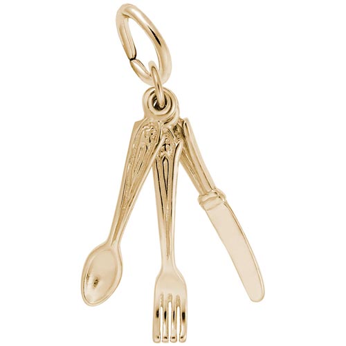 Gold Plate Eating Utensils Charm by Rembrandt Charms Gold Plate Eating Utensils Charm by Rembrandt Charms