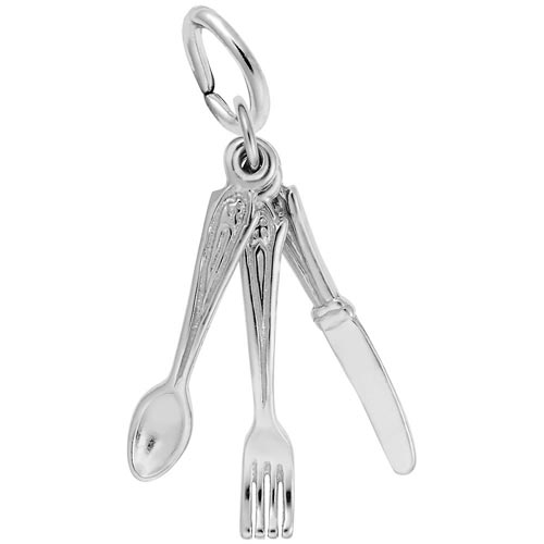 14K White Gold Eating Utensils Charm by Rembrandt Charms 14K White Gold Eating Utensils Charm by Rembrandt Charms