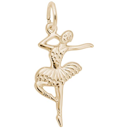 Gold Plate Ballet Dancer with Tutu Charm by Rembrandt Charms Gold Plate Ballet Dancer with Tutu Charm by Rembrandt Charms