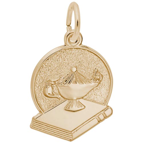 Rembrandt Lamp of Learning Disc Charm, 10k Yellow Gold