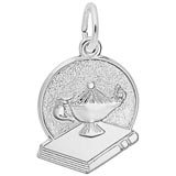 Rembrandt Lamp of Learning Disc Charm, 14k White Gold