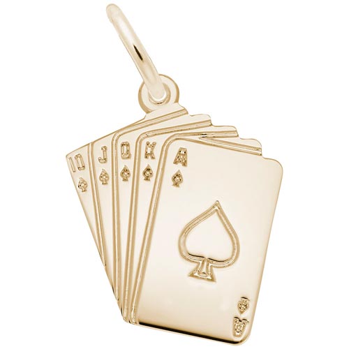 Rembrandt Royal Flush Card Charm, Gold Plate Rembrandt Royal Flush Card Charm, Gold Plate