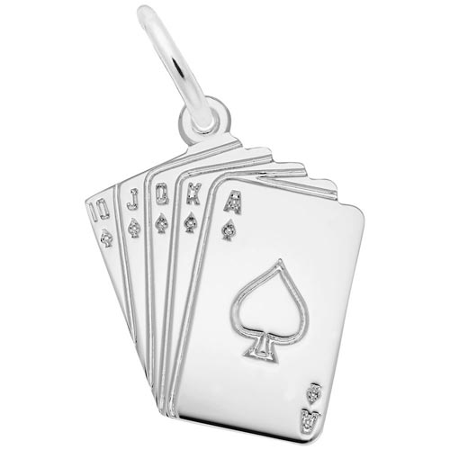 Rembrandt Royal Flush Card Charm, Sterling Silver Rembrandt Royal Flush Card Charm, Sterling Silver