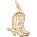 Rembrandt Cowboy Boots with Spurs Charm, 10K Yellow Gold