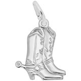 Rembrandt Cowboy Boots with Spurs Charm, 14K White Gold