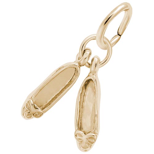 Rembrandt Pair of Ballet Shoes Charm, 14K Yellow Gold