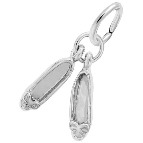 14K White Gold Pair of Ballet Shoes Accent by Rembrandt Charms 14K White Gold Pair of Ballet Shoes Accent by Rembrandt Charms