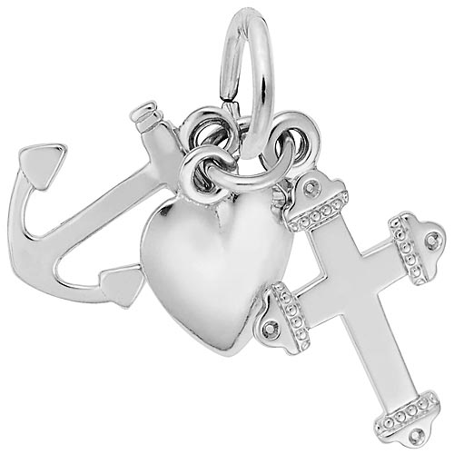 Rembrandt Faith, Hope, and Charity Charm, 14K White Gold