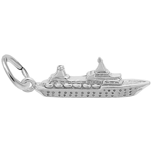 14K White Gold Small Cruise Ship Charm by Rembrandt Charms 14K White Gold Small Cruise Ship Charm by Rembrandt Charms