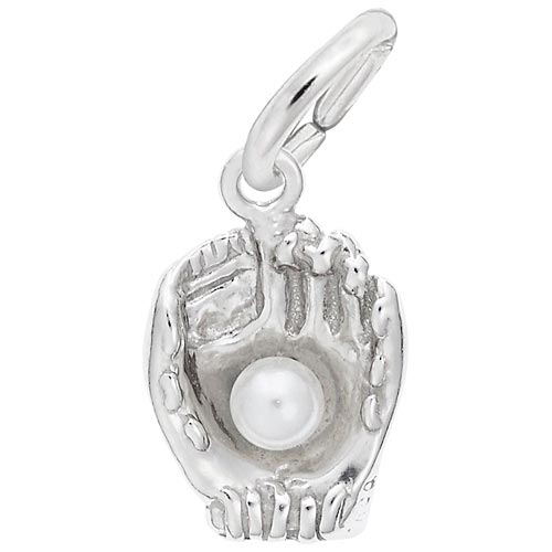 14K White Gold Baseball Glove Accent Charm by Rembrandt Charms 14K White Gold Baseball Glove Accent Charm by Rembrandt Charms