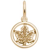 Rembrandt Ringed Maple Leaf Charm, 10K Yellow Gold