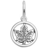 Rembrandt Ringed Maple Leaf Accent Charm, Sterling Silver