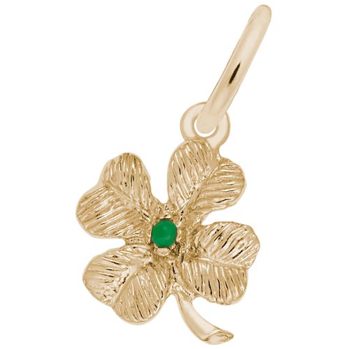 Gold Plate 4 Leaf Clover Bead Accent Charm by Rembrandt Charms
