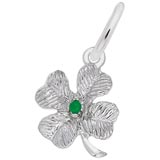 14K White Gold 4 Leaf Clover Bead Accent Charm by Rembrandt Charms