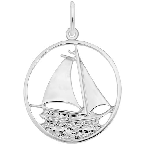 Sterling Silver Sailboat in Circle Charm by Rembrandt Charms Sterling Silver Sailboat in Circle Charm by Rembrandt Charms