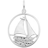 14K White Gold Sailboat in Circle Charm by Rembrandt Charms