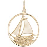 14K Gold Sailboat in Circle Charm by Rembrandt Charms