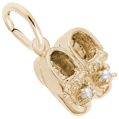 Gold Plate Pearl Baby Booties Accent Charm by Rembrandt Charms Gold Plate Pearl Baby Booties Accent Charm by Rembrandt Charms