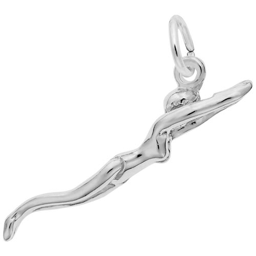 14k White Gold Female Swimmer Charm by Rembrandt Charms 14k White Gold Female Swimmer Charm by Rembrandt Charms
