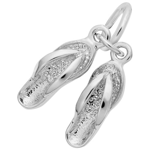 14K White Gold Pair of Flip Flops Accent Charm by Rembrandt Charms