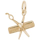 Gold Plate Small Comb and Scissors Charm by Rembrandt Charms