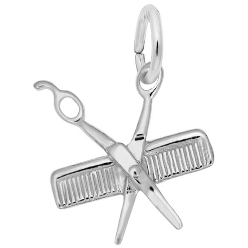 14K White Gold Small Comb and Scissors Charm by Rembrandt Charms 14K White Gold Small Comb and Scissors Charm by Rembrandt Charms