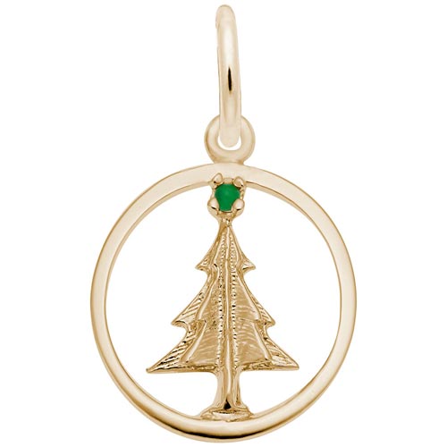 10K Gold Christmas Tree Circle Charm by Rembrandt Charms 10K Gold Christmas Tree Circle Charm by Rembrandt Charms