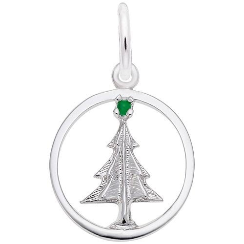 Sterling Silver Christmas Tree Circle Charm by Rembrandt Charms Sterling Silver Christmas Tree Circle Charm by Rembrandt Charms