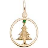 10K Gold Christmas Tree Circle Charm by Rembrandt Charms