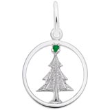 14K White Gold Christmas Tree Circle Charm by Rembrandt Charms