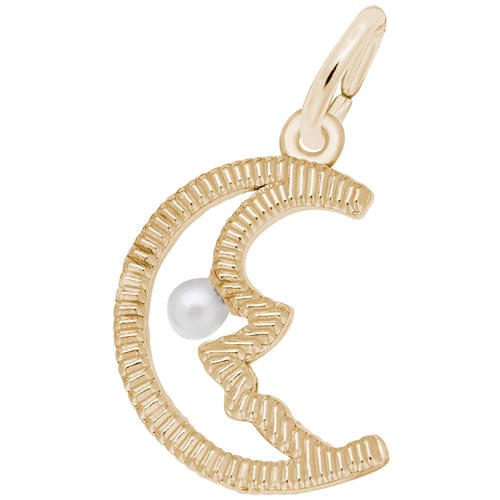14K Gold Half Moon with Pearl Charm by Rembrandt Charms
