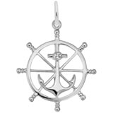 14k White Gold Anchor and Ship Wheel Charm by Rembrandt Charms