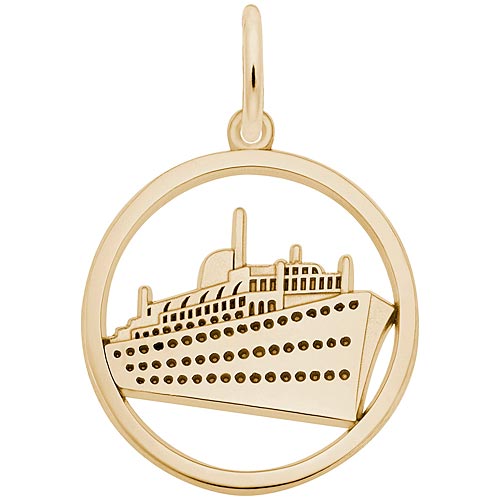 Gold Plate Ringed Cruise Ship Charm by Rembrandt Charms Gold Plate Ringed Cruise Ship Charm by Rembrandt Charms