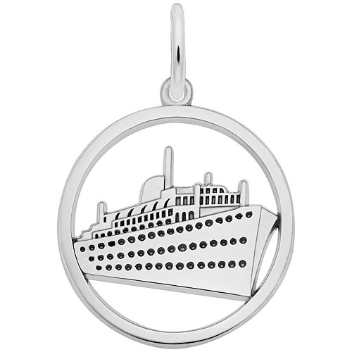 14K White Gold Ringed Cruise Ship Charm by Rembrandt Charms