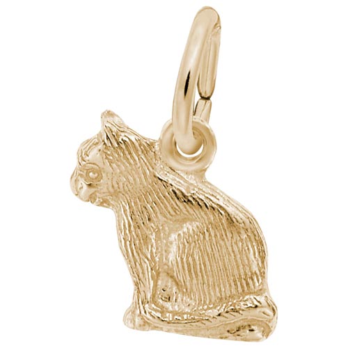 Gold Plate Sitting Cat Accent Charm by Rembrandt Charms Gold Plate Sitting Cat Accent Charm by Rembrandt Charms