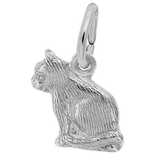 14k White Gold Sitting Cat Accent Charm by Rembrandt Charms 14k White Gold Sitting Cat Accent Charm by Rembrandt Charms