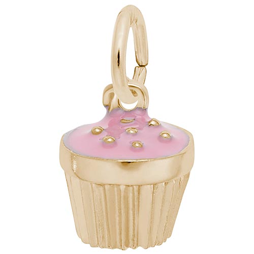Gold Plated Pink Cupcake Sprinkles Charm by Rembrandt Charms