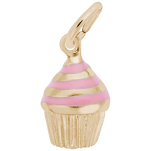 14k Gold Pink Swirl Cupcake Charm by Rembrandt Charms