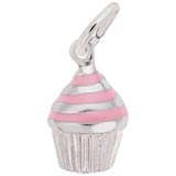 14k White Gold Pink Swirl Cupcake Charm by Rembrandt Charms