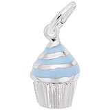 14k White Gold Blue Swirl Cupcake Charm by Rembrandt Charms